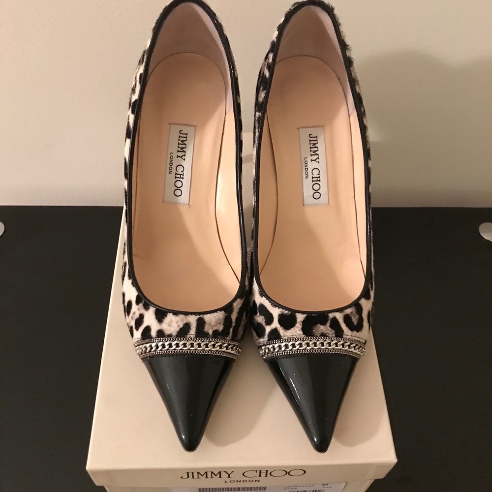 Jimmy Choo leopard pony hair heels